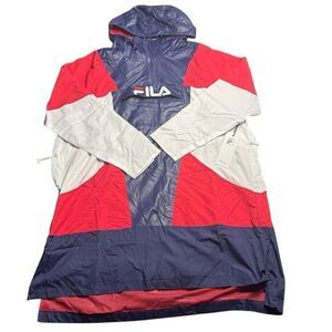 NWT Fila Pullover Rain Coat Jacket Hood Mens M Red White Blue $98 Retail